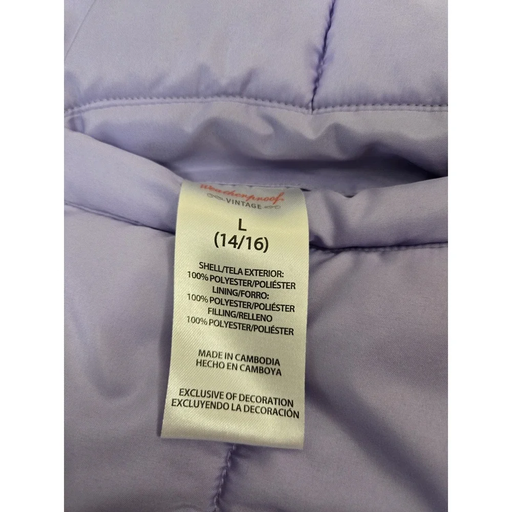Vintage Weatherproof Youth Girls Large 14-16 Puffer Vest Lavender Pockets Zip
